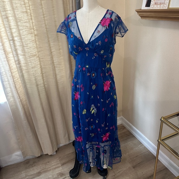 Tracey Reese for Anthropologie Embroidered Topaz Dress Size 6 - Picture 13 of 13